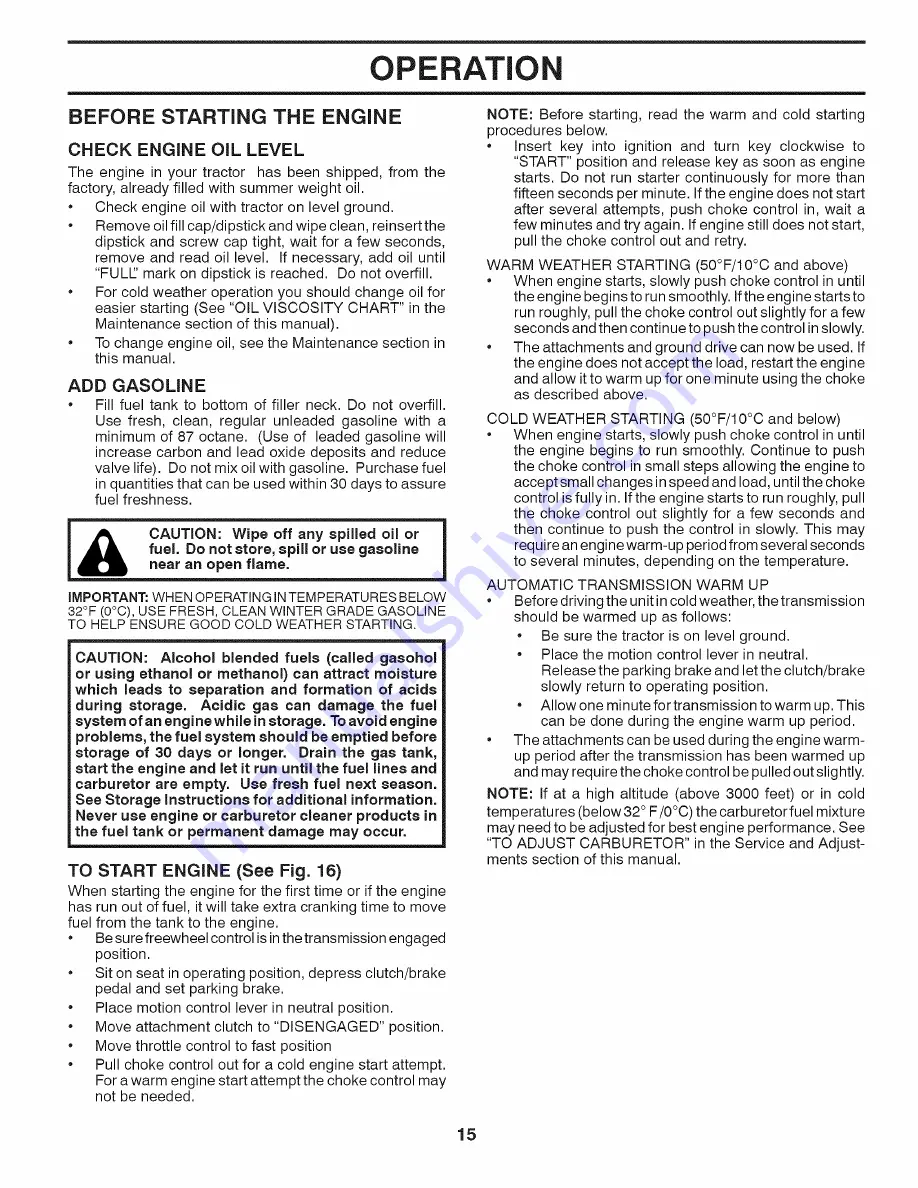 Husqvarna 289580 Owner'S Manual Download Page 15