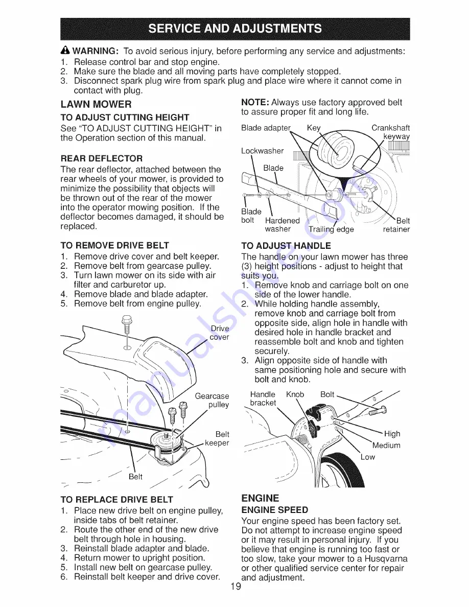 Husqvarna 38046 Owner'S Manual Download Page 19