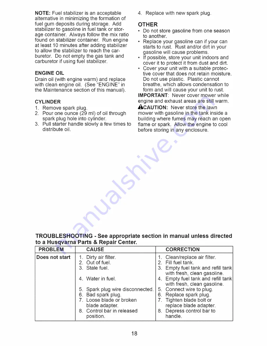 Husqvarna 7021RD Owner'S Manual Download Page 18