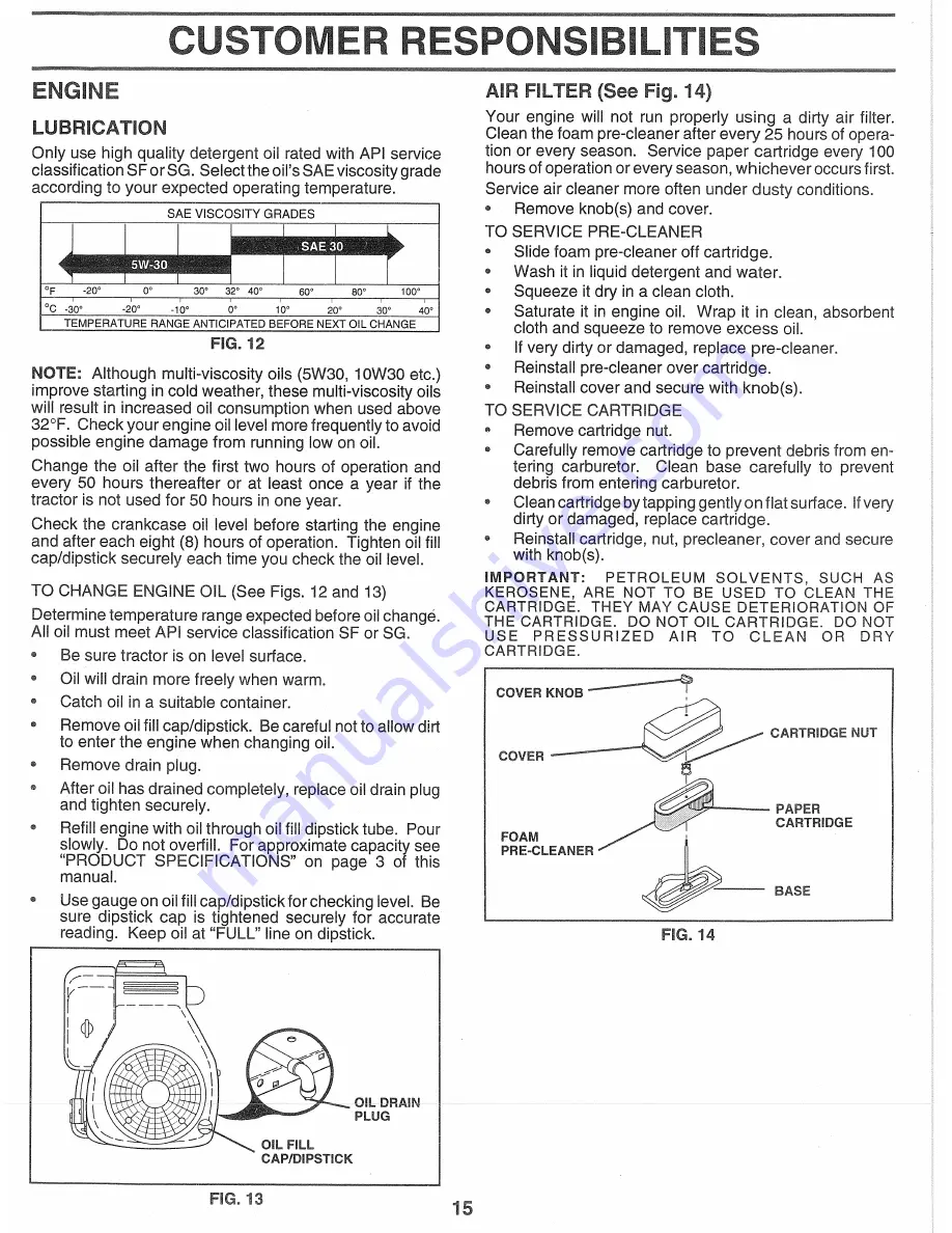 Husqvarna LT155 Owner'S Manual Download Page 15