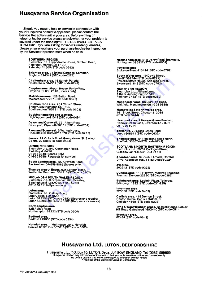 Husqvarna QB325W Operating Manual Download Page 10