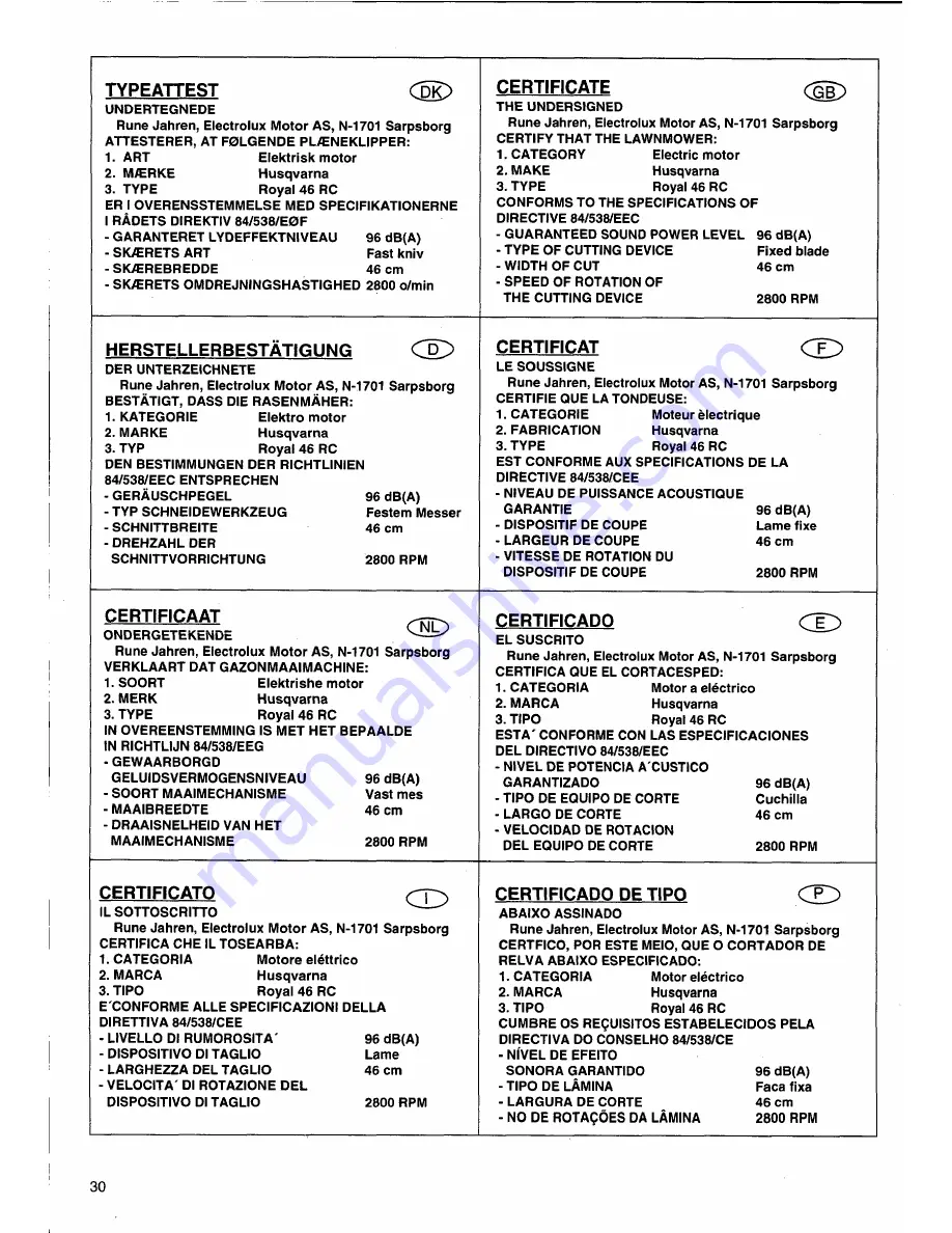 Husqvarna Royal 46 RC Operator'S Manual Download Page 31