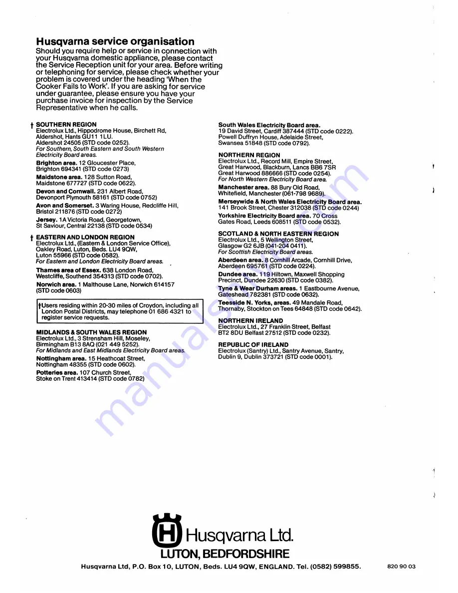 Husqvarna U03380 Built-in Oven Operating Manual Download Page 8