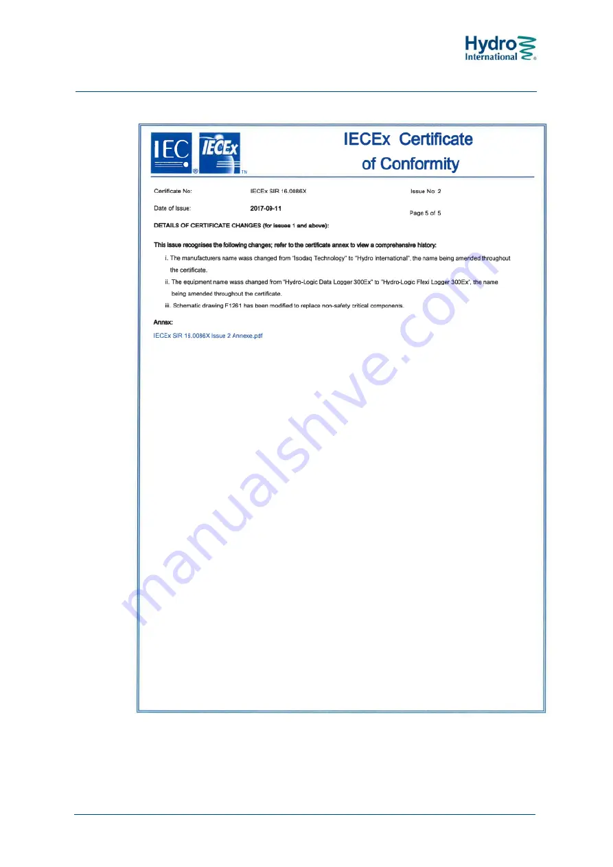 Hydro International Hydro-Logic Flexi Logger 300Ex User Manual Download Page 69