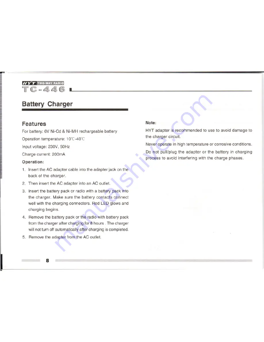 HYT TC-446 Owner'S Manual Download Page 11