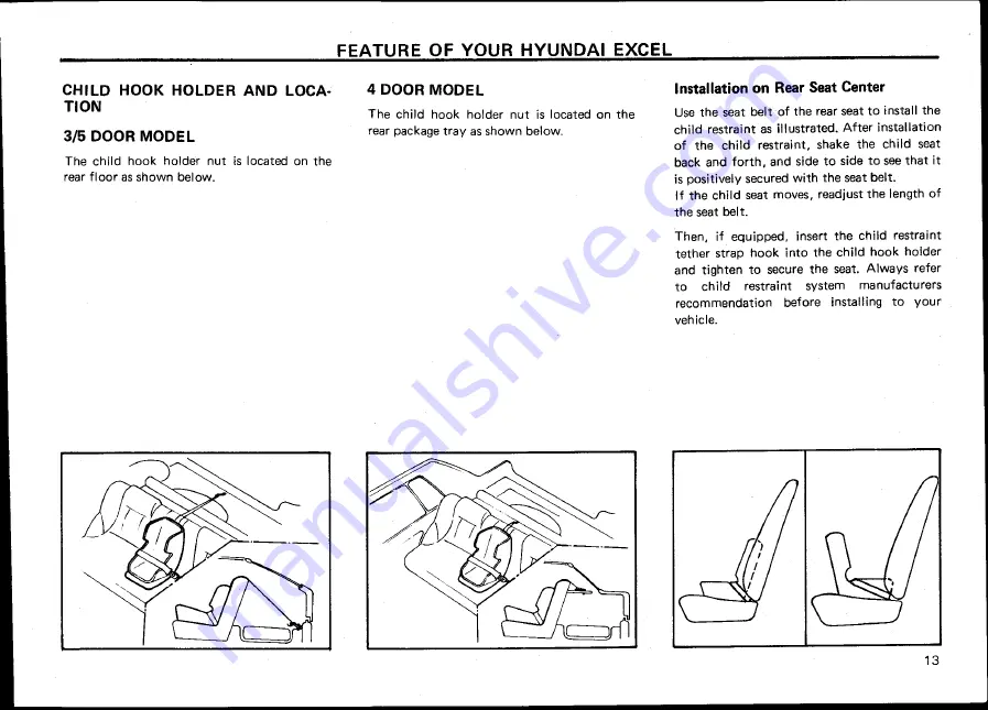 Hyundai 1987 Excel Owner'S Manual Download Page 19