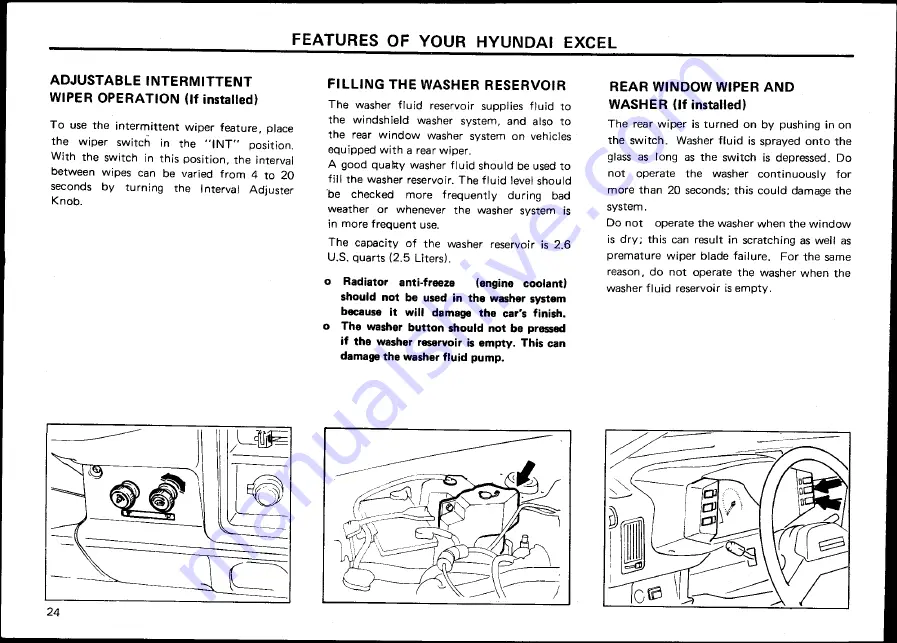 Hyundai 1987 Excel Owner'S Manual Download Page 30