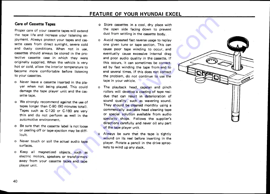 Hyundai 1987 Excel Owner'S Manual Download Page 46