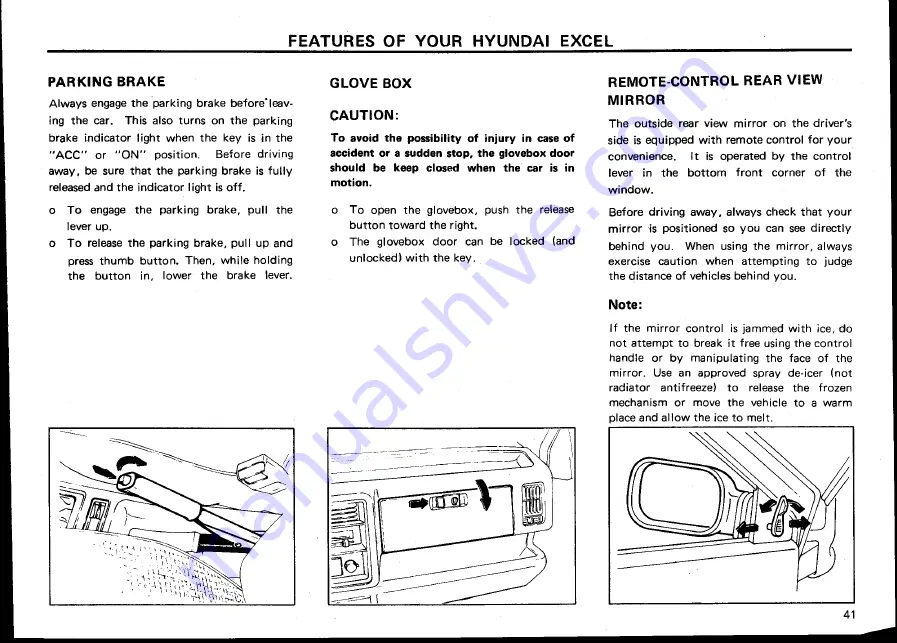 Hyundai 1987 Excel Owner'S Manual Download Page 47