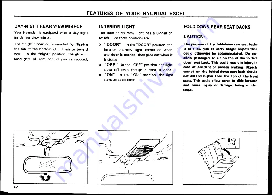 Hyundai 1987 Excel Owner'S Manual Download Page 48