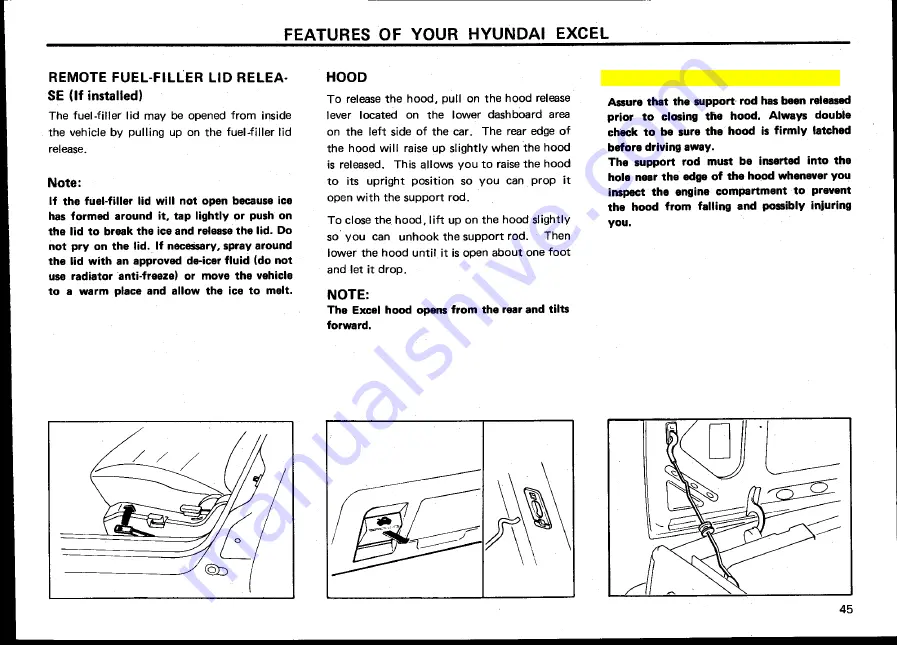 Hyundai 1987 Excel Owner'S Manual Download Page 51