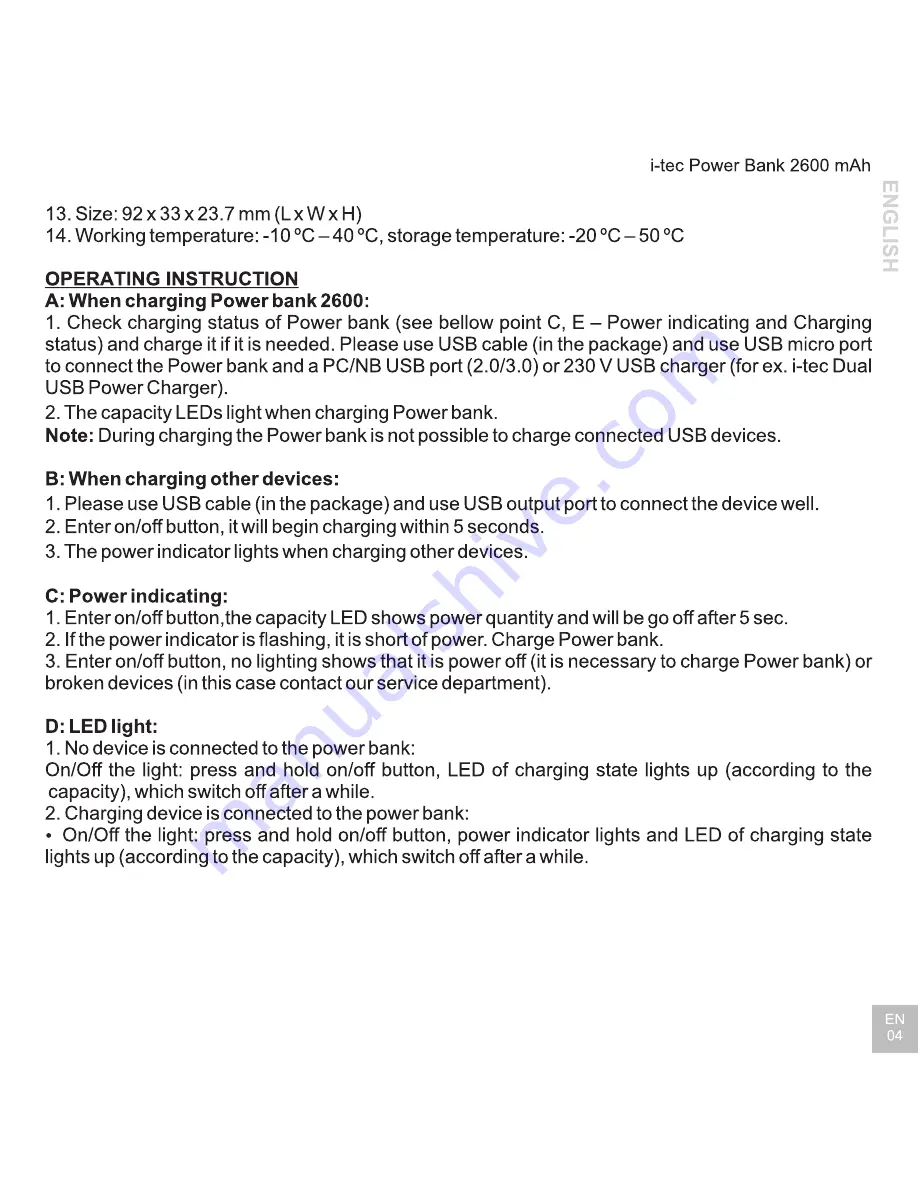 i-tec pb2600B/pw14 User Manual Download Page 5