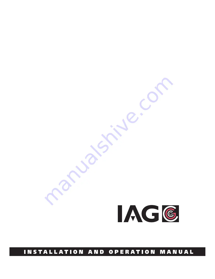 IAG IOC9SG3 Installation And Operation Manual Download Page 1