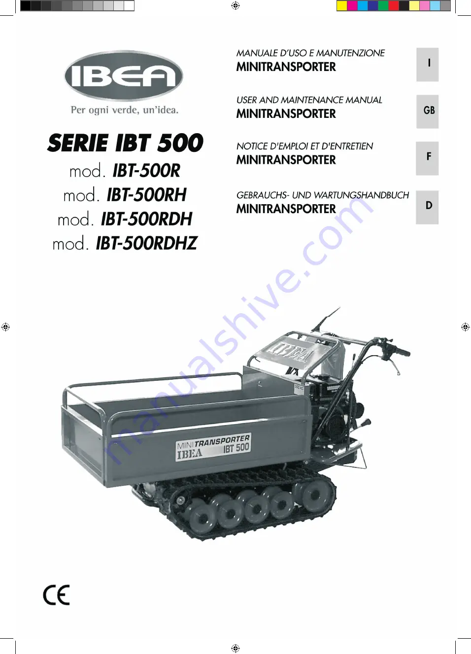 IBEA IBT 500 Series Скачать руководство пользователя страница 1