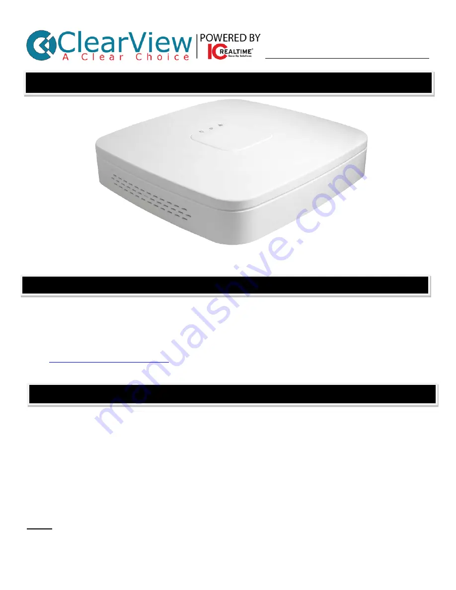 IC Realtime ClearView NVR 34/34E Installation Manual Download Page 1