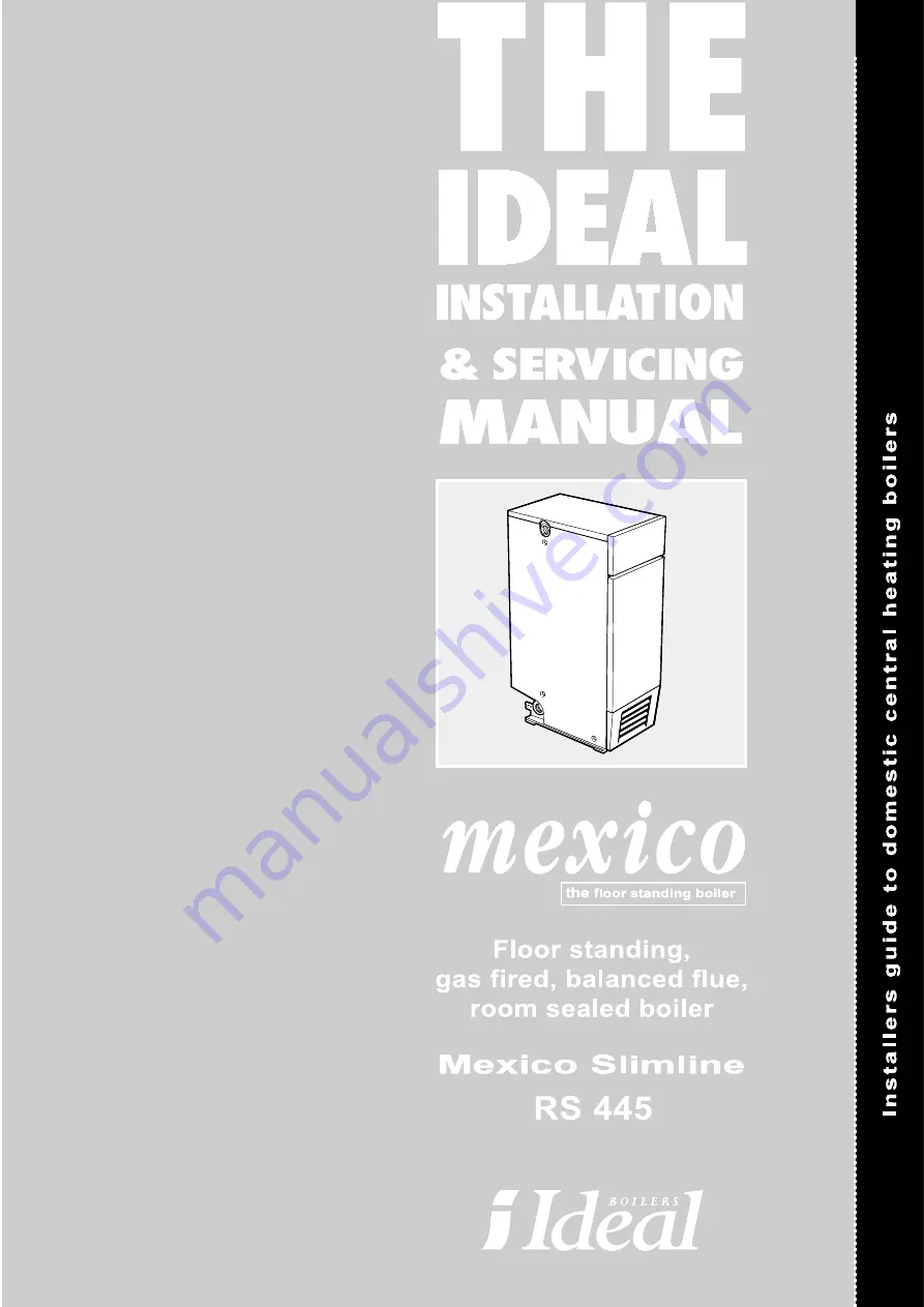 Ideal Boilers Mexico Slimline RS 445 Installation & Servicing Manual Download Page 1