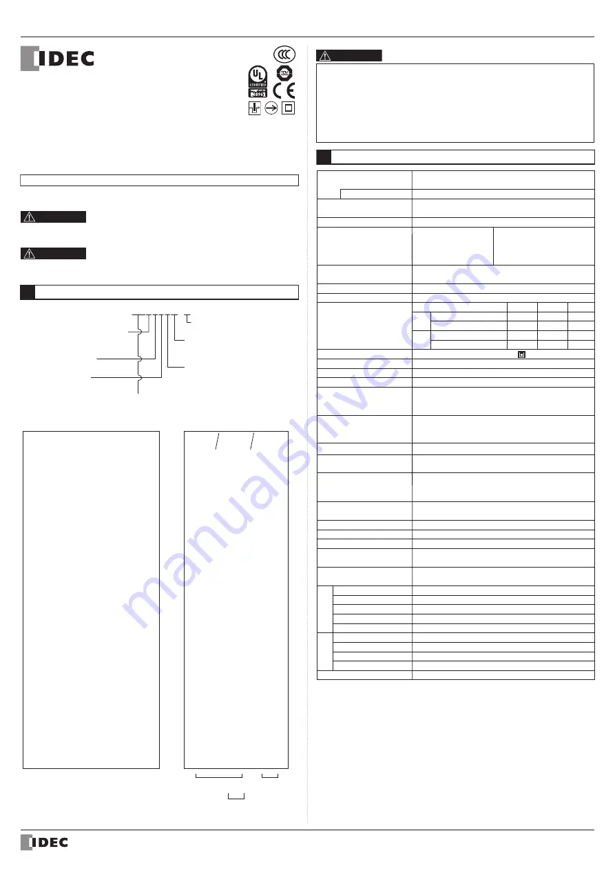 IDEC HS1T Series Instruction Sheet Download Page 1