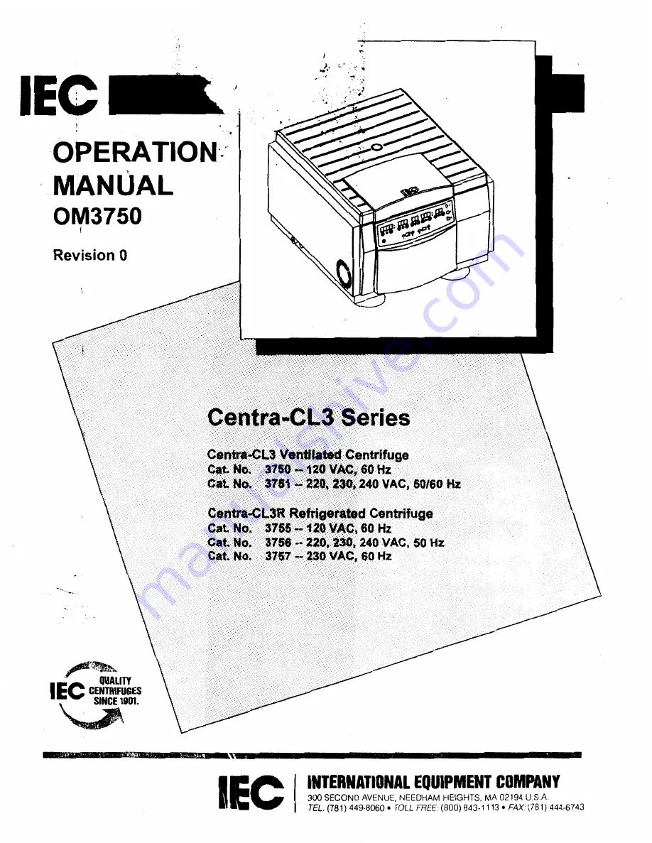 IEC Centra-CL3 Series Operation Manual Download Page 1