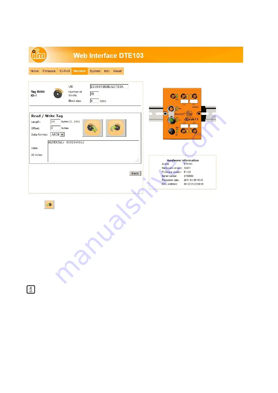 IFM DTE103 Device Manual Download Page 22