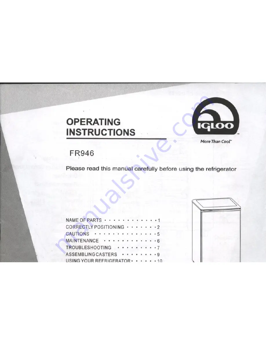 Igloo FR946 Operating Instructions Manual Download Page 1