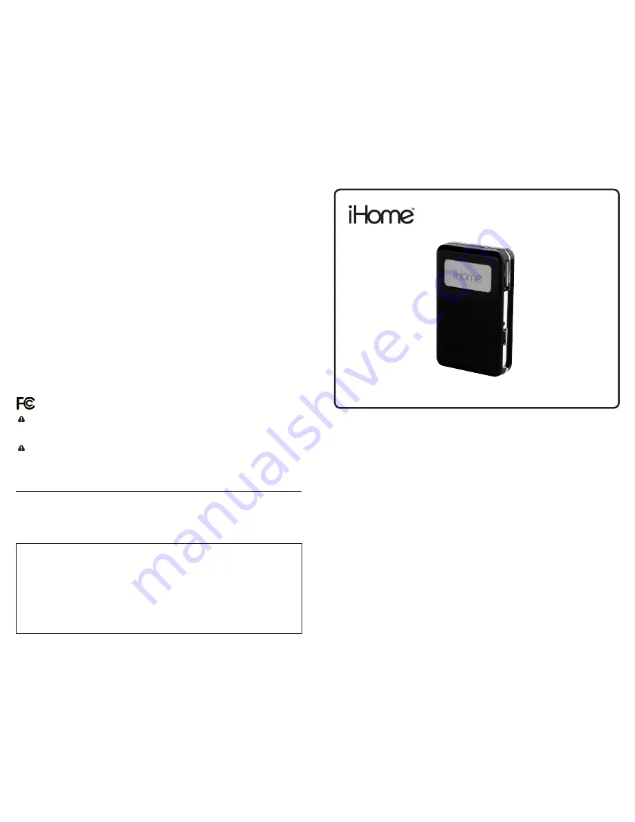 iHome IH-U500FB Quick Start Manual Download Page 1