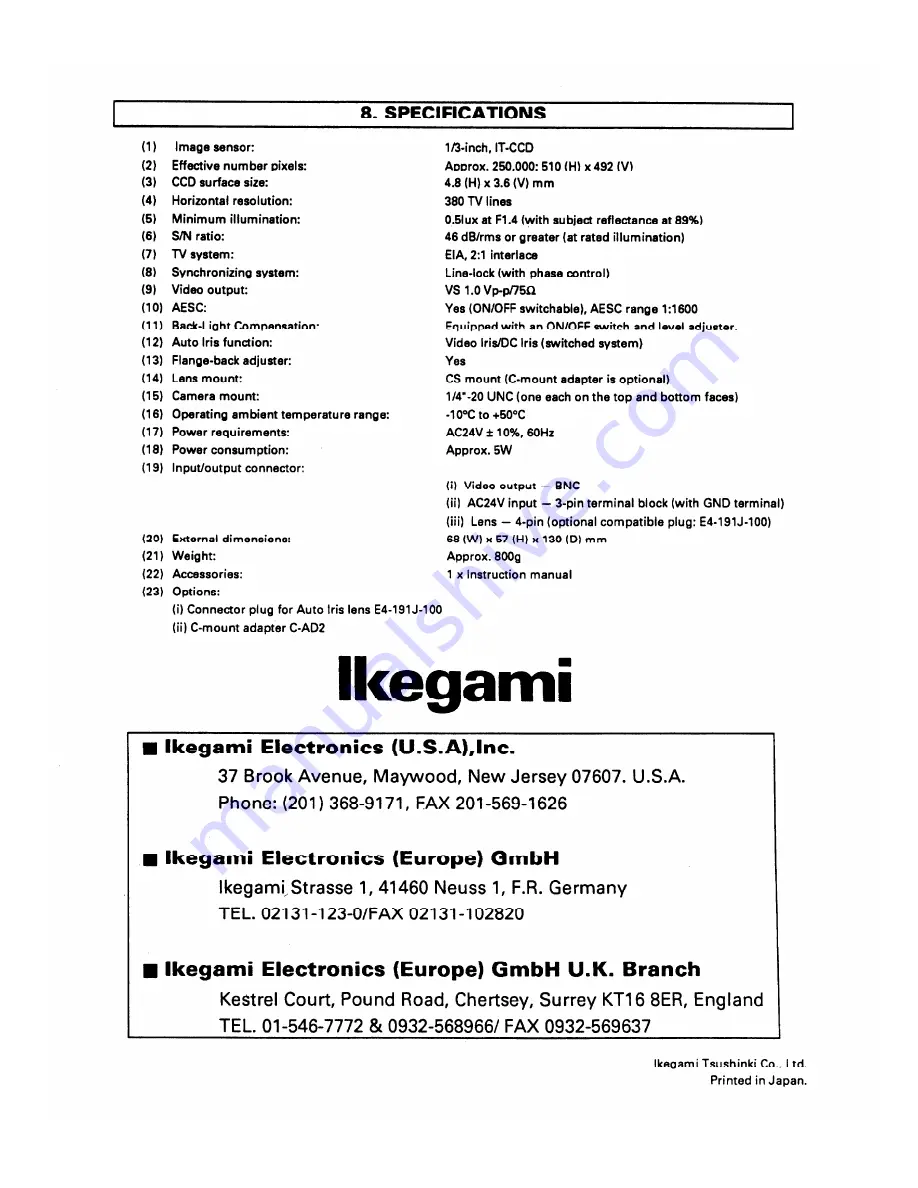 Ikegami ICD-31 Скачать руководство пользователя страница 8