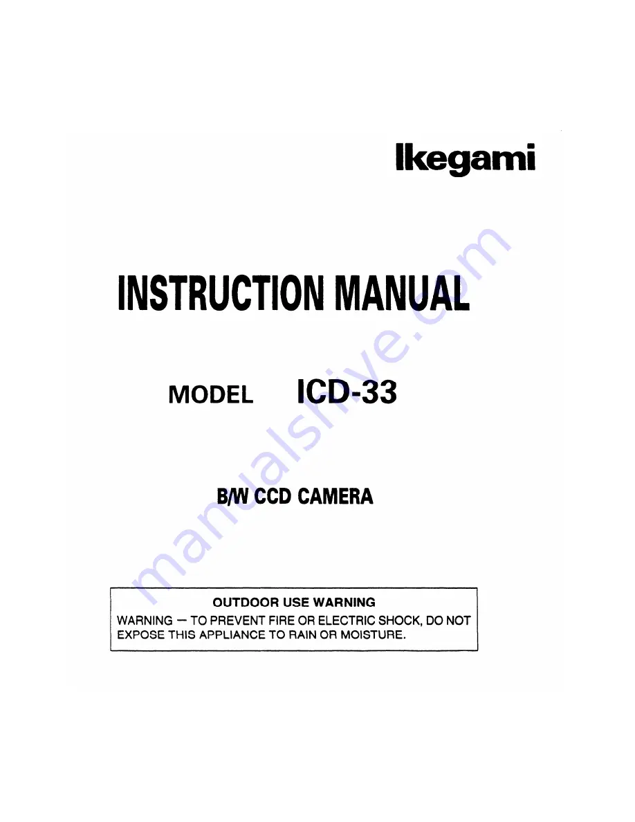 Ikegami ICD-33 Instruction Manual Download Page 1