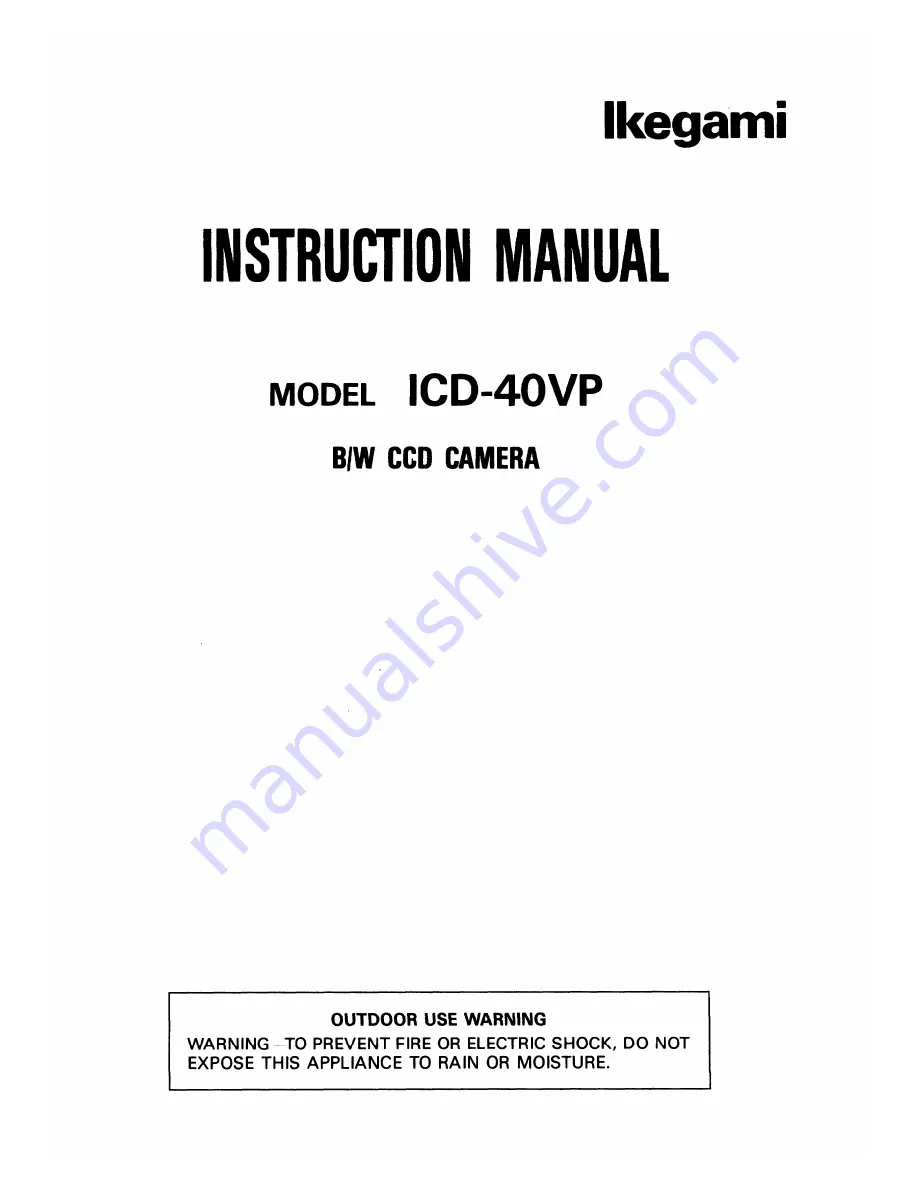 Ikegami ICD-40VP Скачать руководство пользователя страница 1