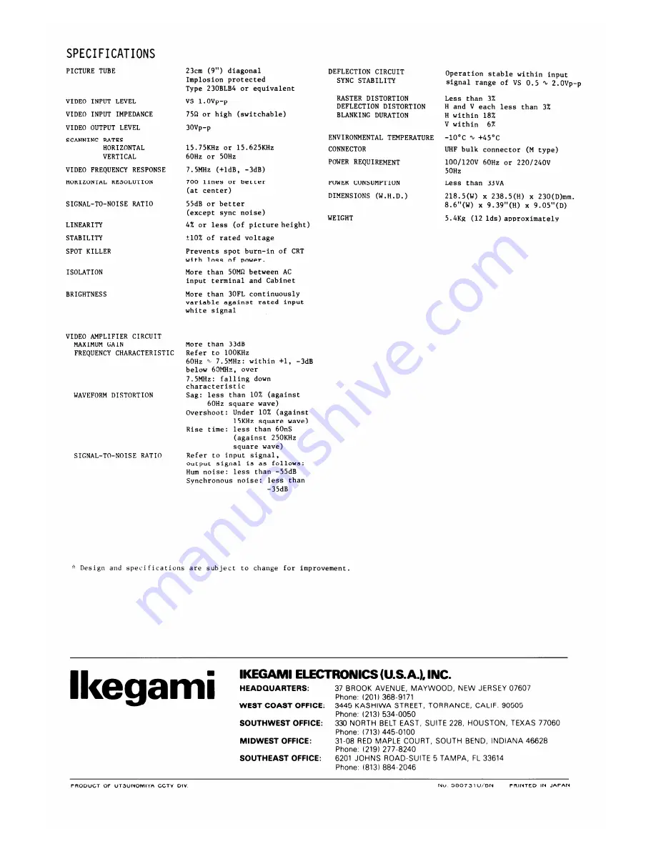 Ikegami PM-910A Скачать руководство пользователя страница 8