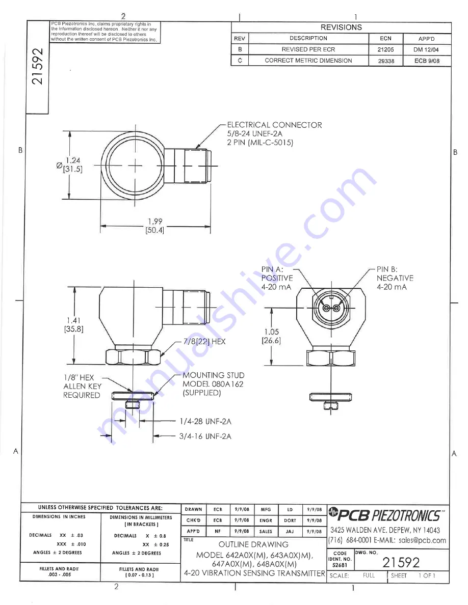 IMI SENSORS M642A01 Скачать руководство пользователя страница 20