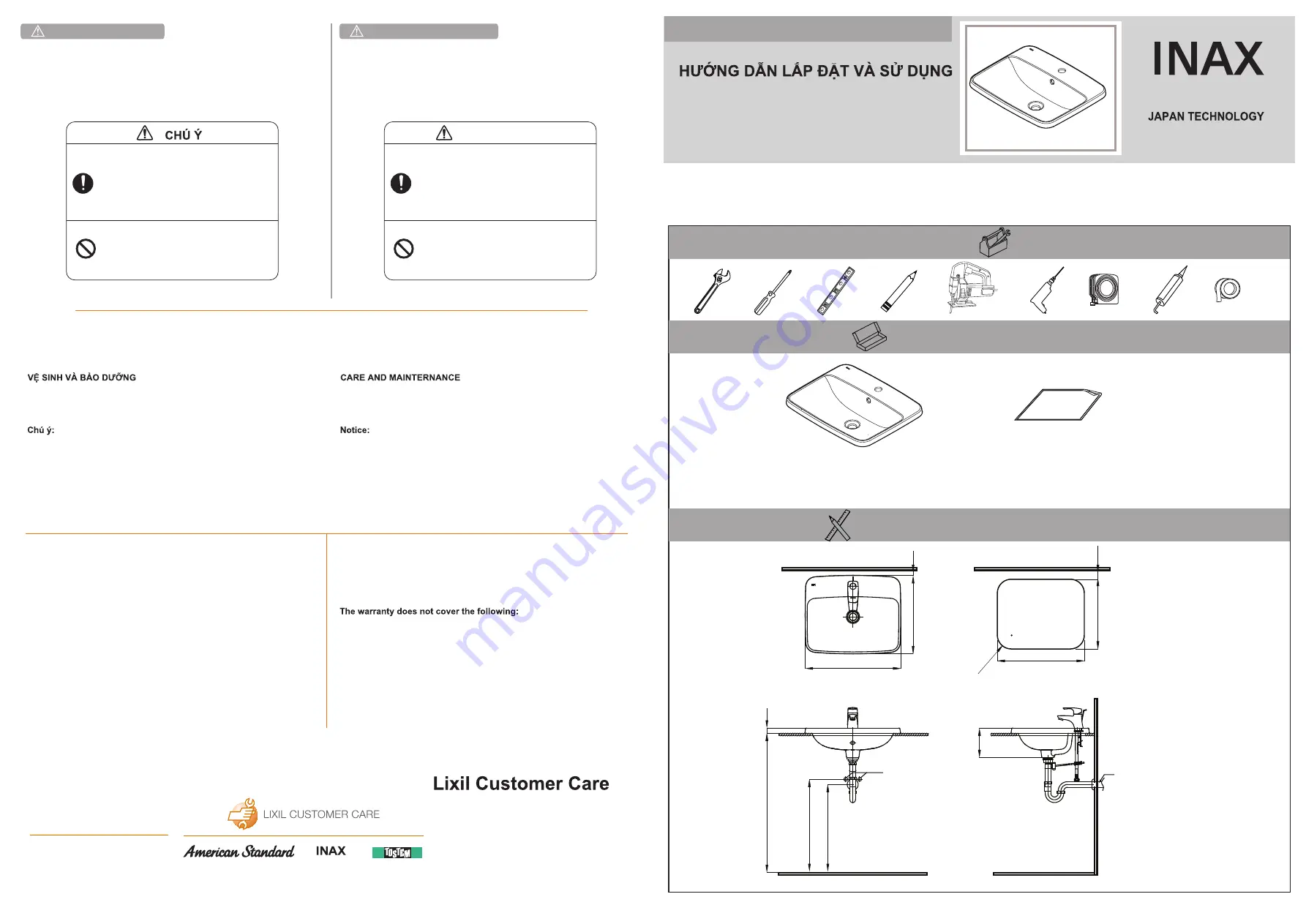 Inax L-2398V Installation & User Manual Download Page 1