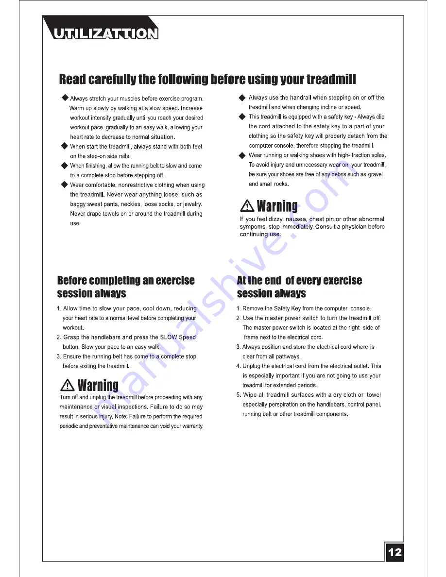 INFINITI FITNESS MI080 Manual Download Page 14