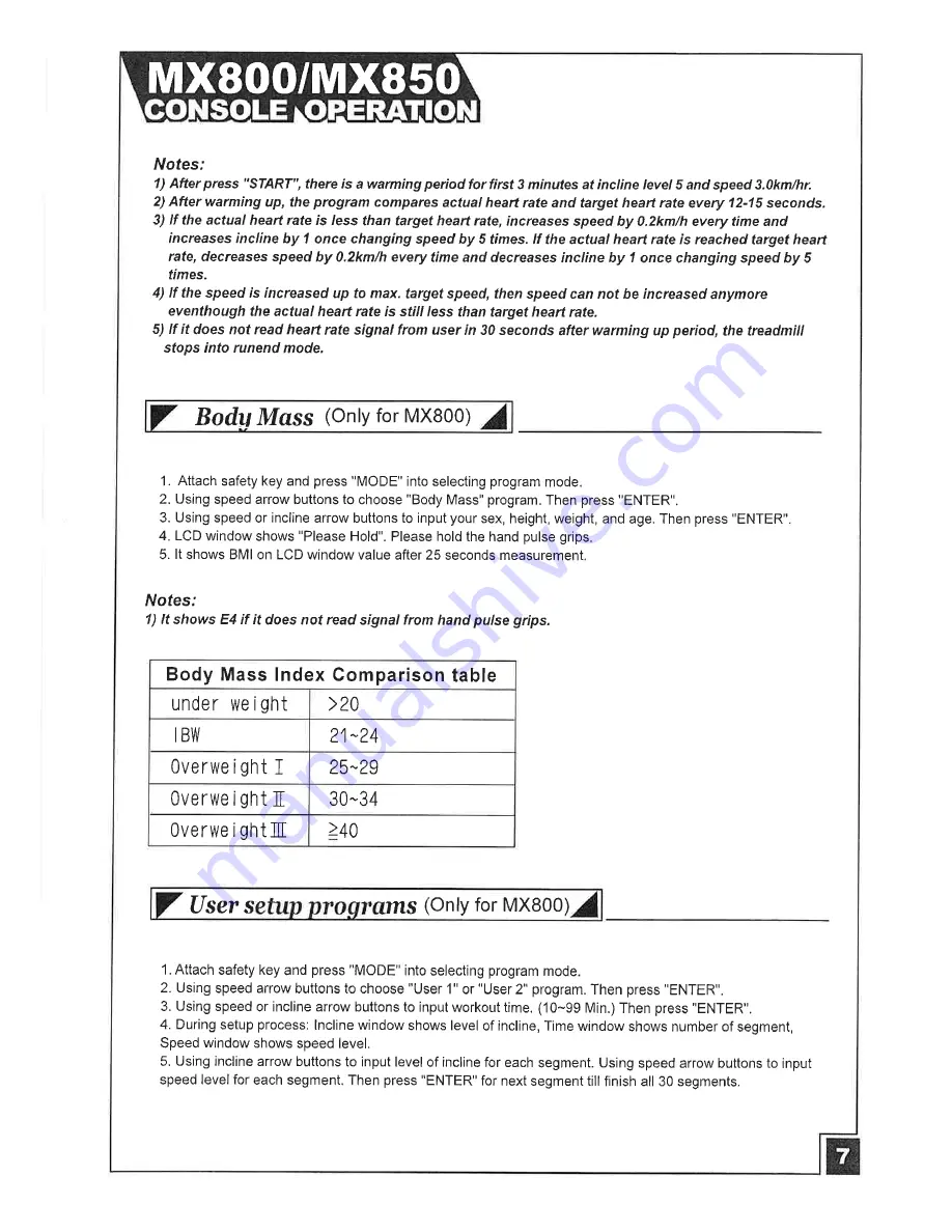 INFINITI FITNESS mx800 Manual Download Page 10