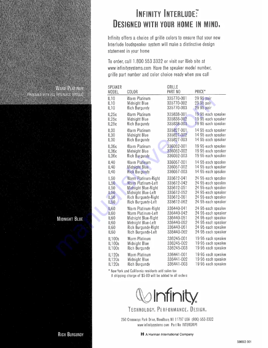 Infinity INTERLUDE IL25c Owner'S Manual Download Page 8