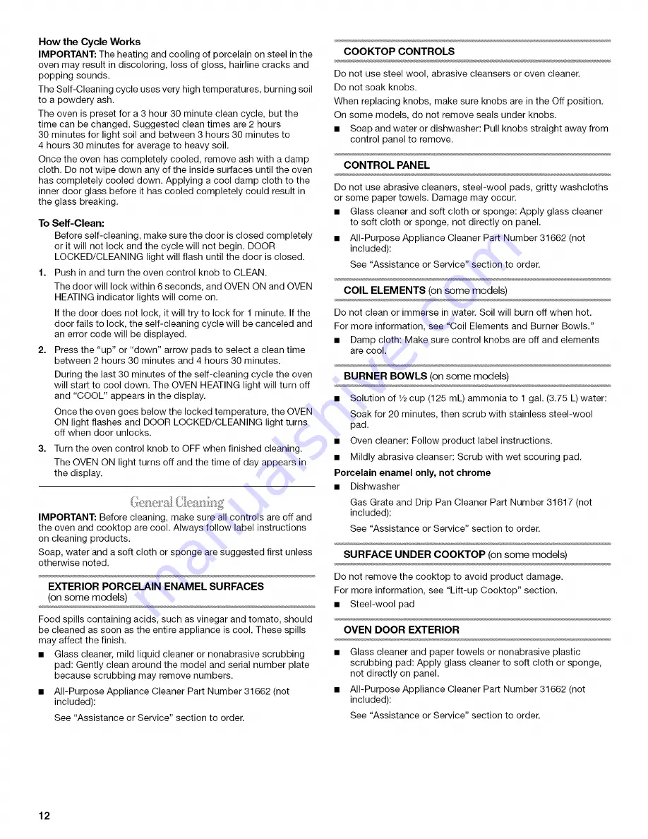 Inglis IEP314RQ0 Use & Care Manual Download Page 12