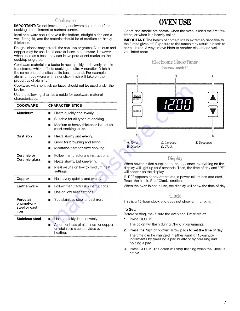 Inglis IEP314RQ2 Use & Care Manual Download Page 7