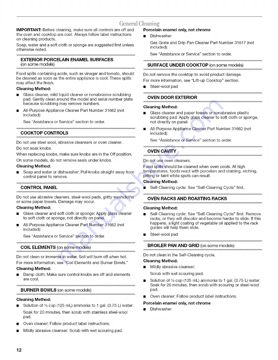 Inglis IEP314RQ2 Use & Care Manual Download Page 12