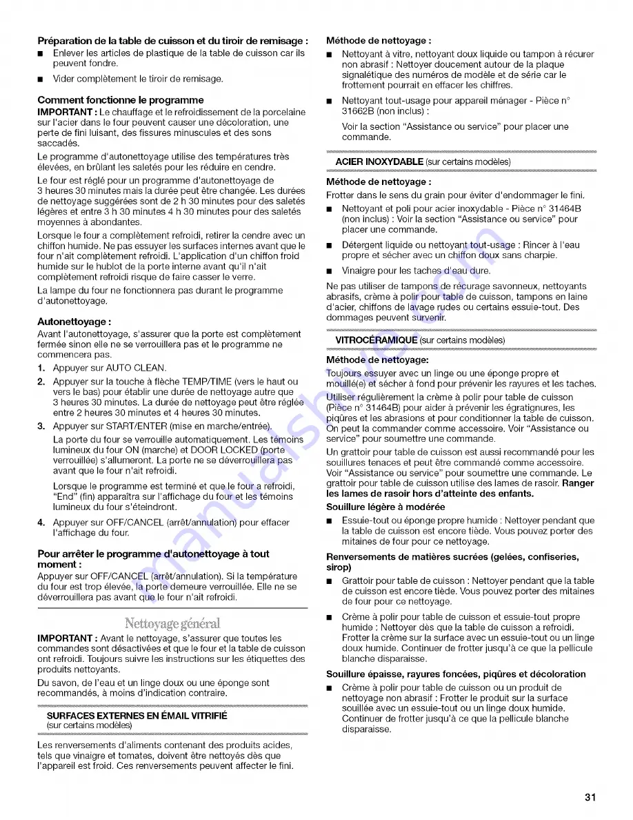 Inglis IRE31300 Use & Care Manual Download Page 31