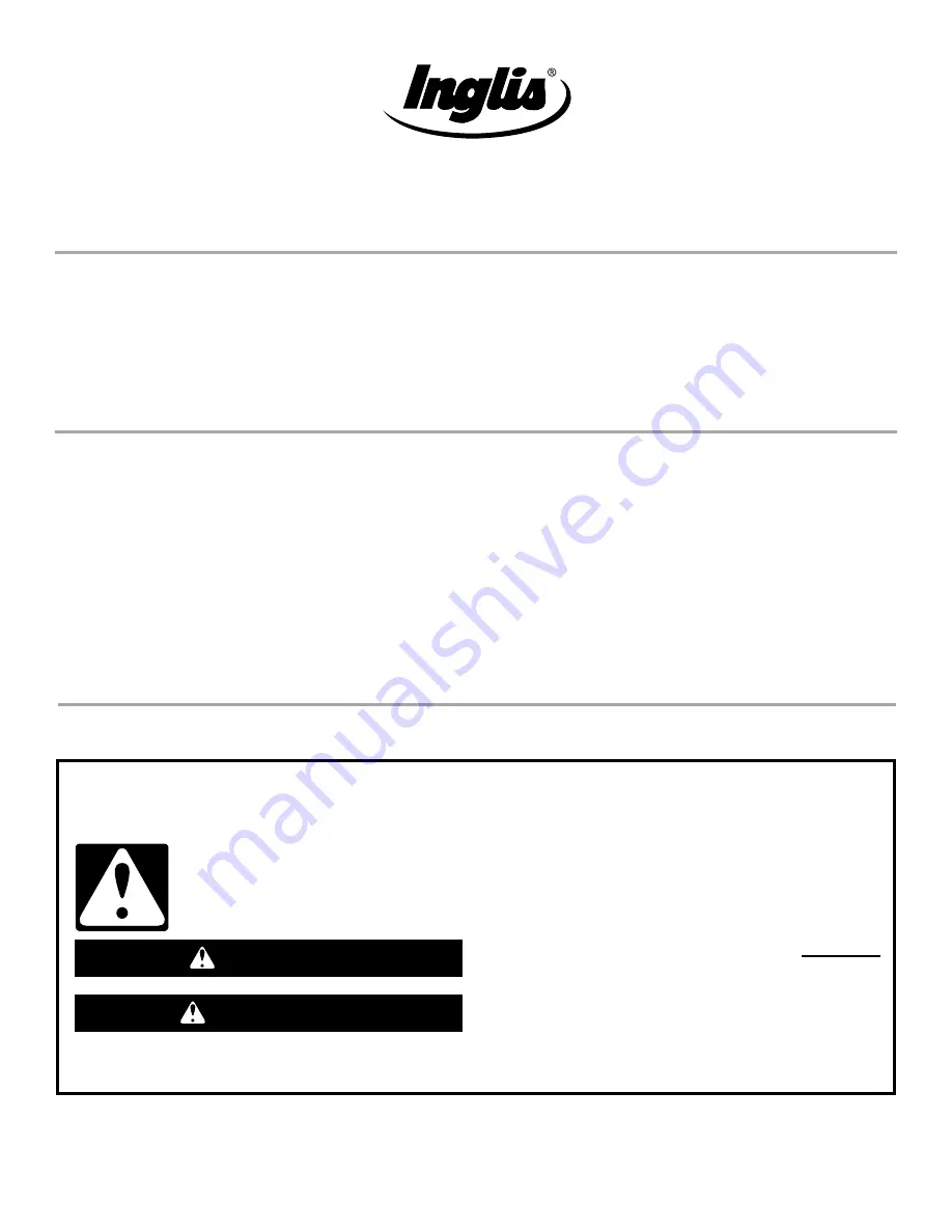 Inglis Refrigerator Use & Care Manual Download Page 1