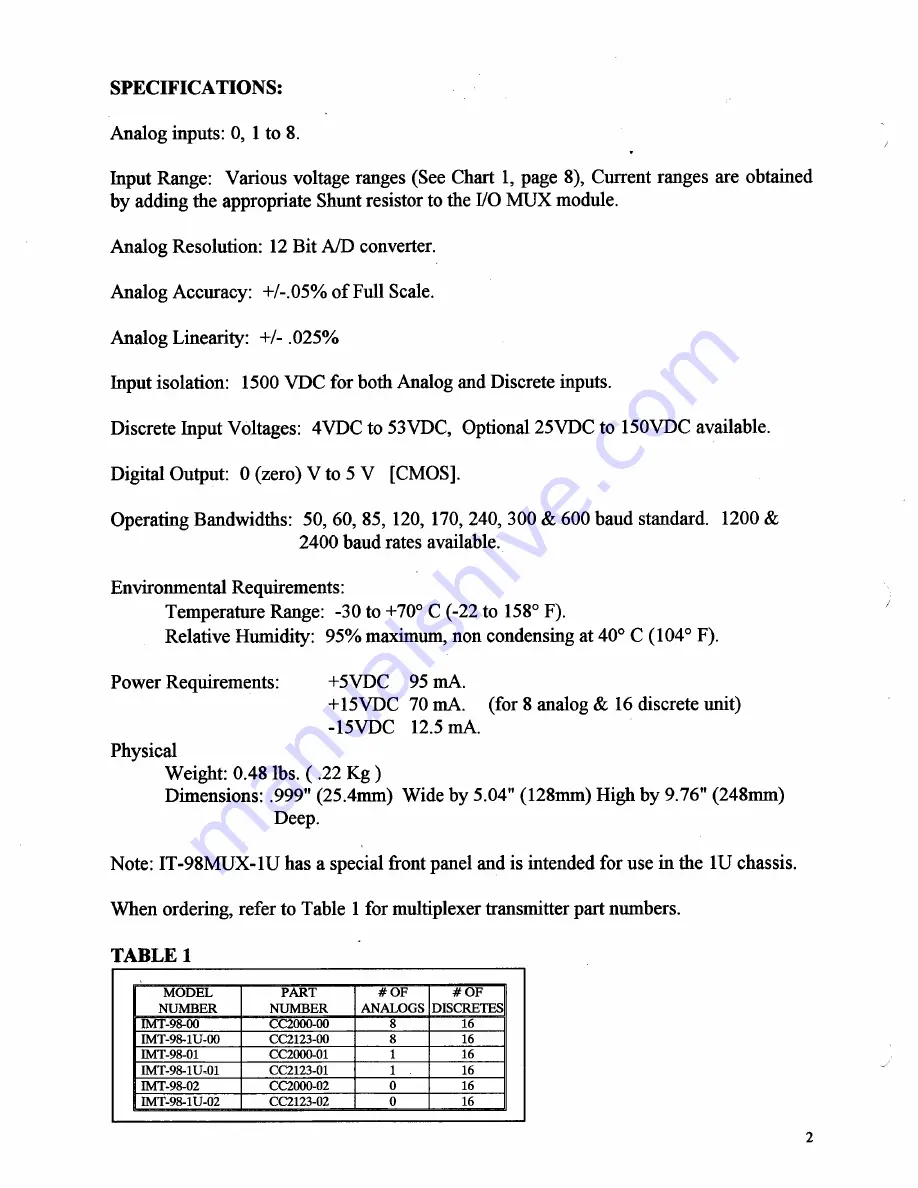 Iniven IMT-98 Instruction Manual Download Page 2