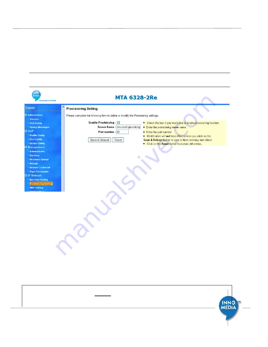 InnoMedia MTA6328 Quick Configuration Manual Download Page 7