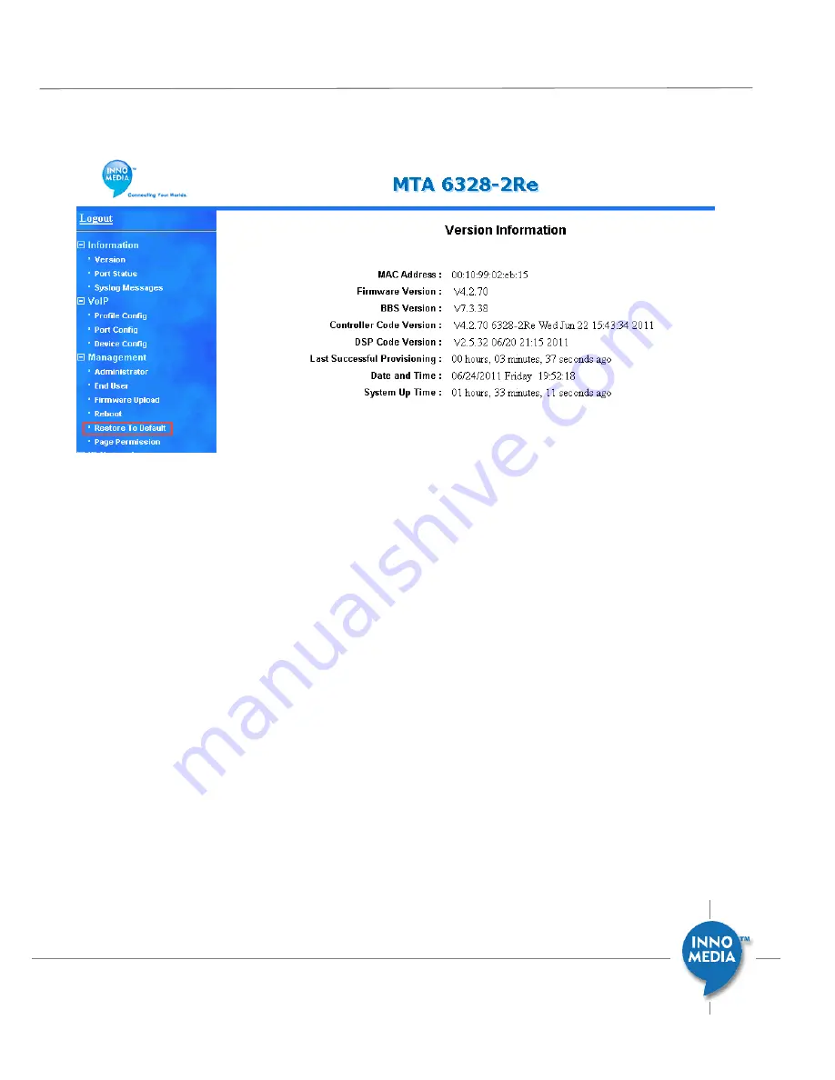 InnoMedia MTA6328 Скачать руководство пользователя страница 13