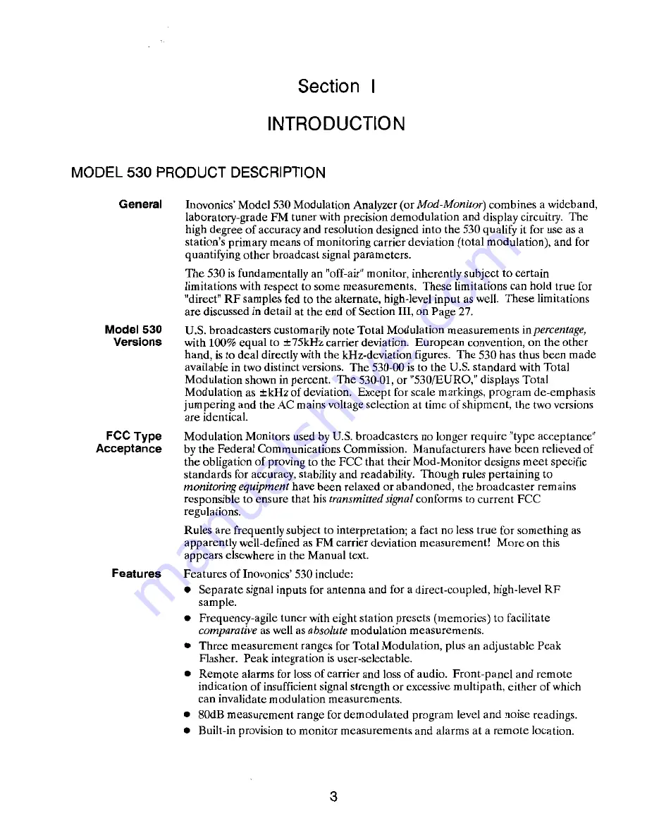 Inovonics 530 Operating And Maintenance Instruction Manual Download Page 5