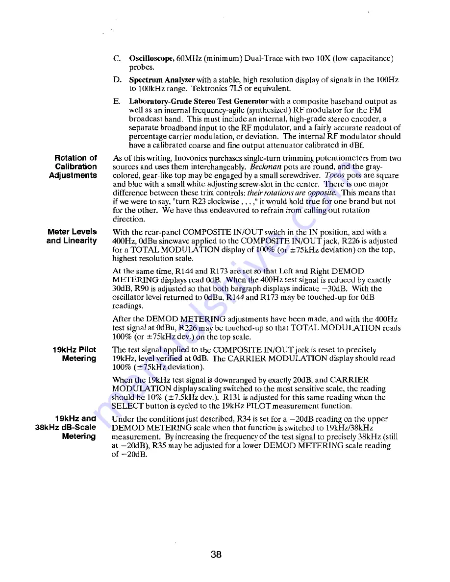 Inovonics 530 Operating And Maintenance Instruction Manual Download Page 40