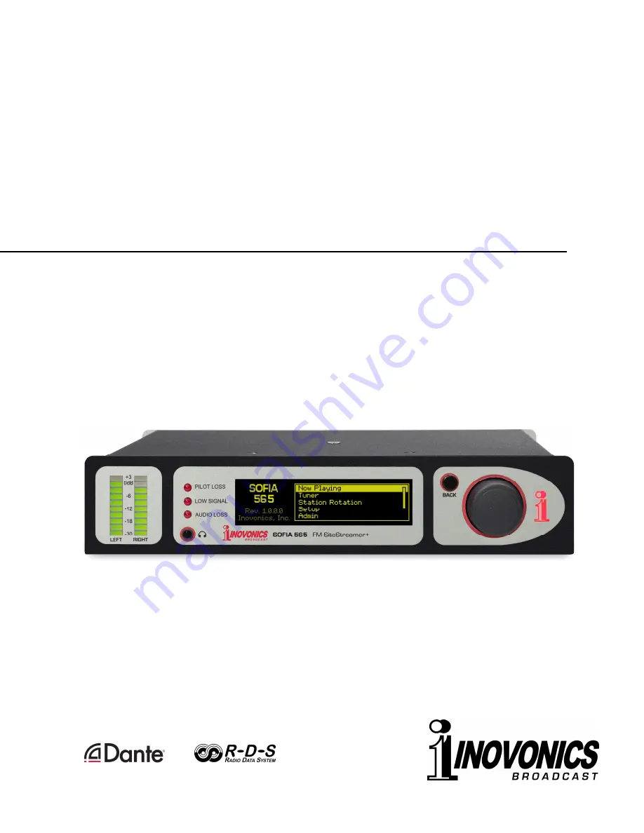 Inovonics FM SiteStreamer+ SOFIA 565 Installation & User Manual Download Page 1