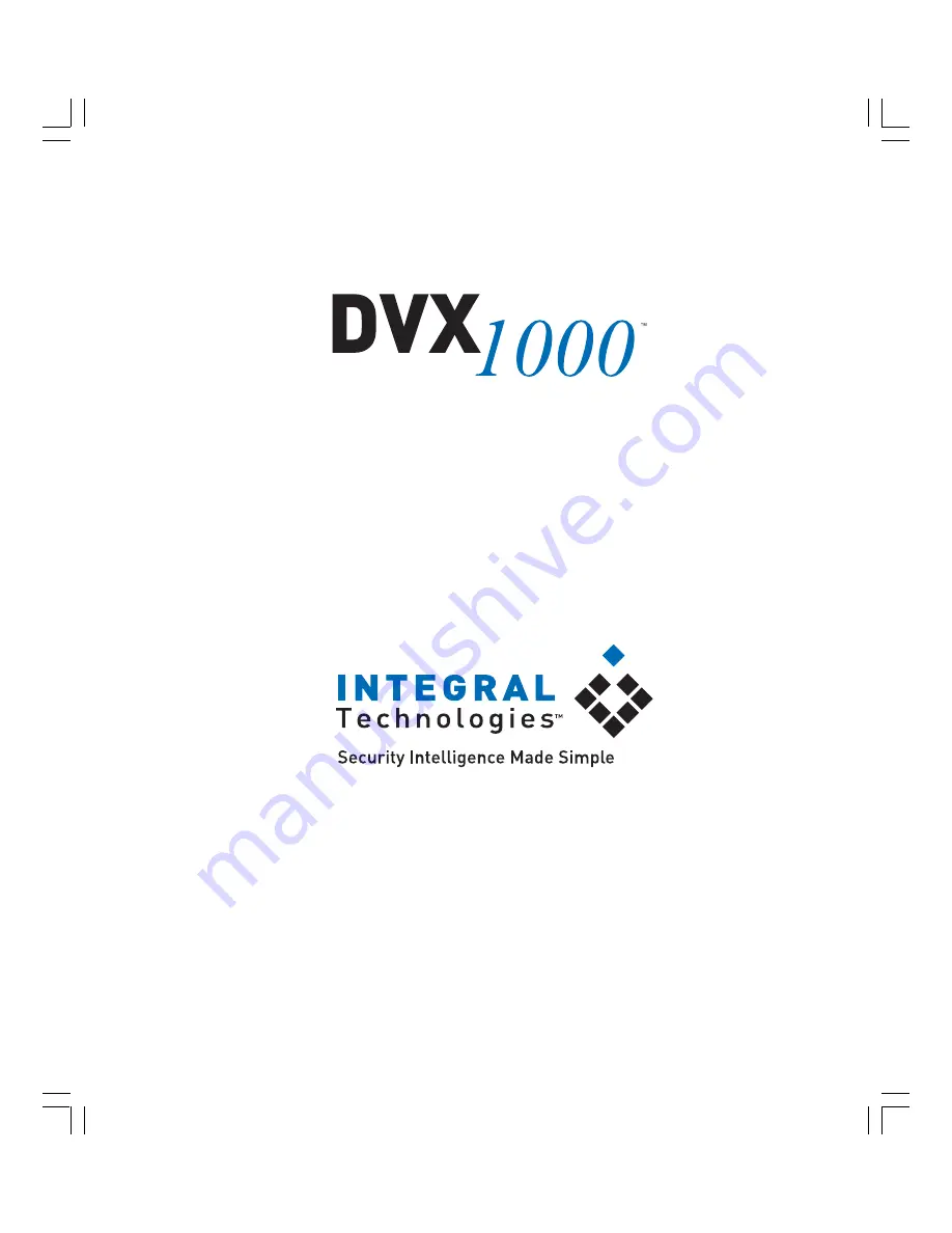 Integral Technologies Dvx 1000 Скачать руководство пользователя страница 1