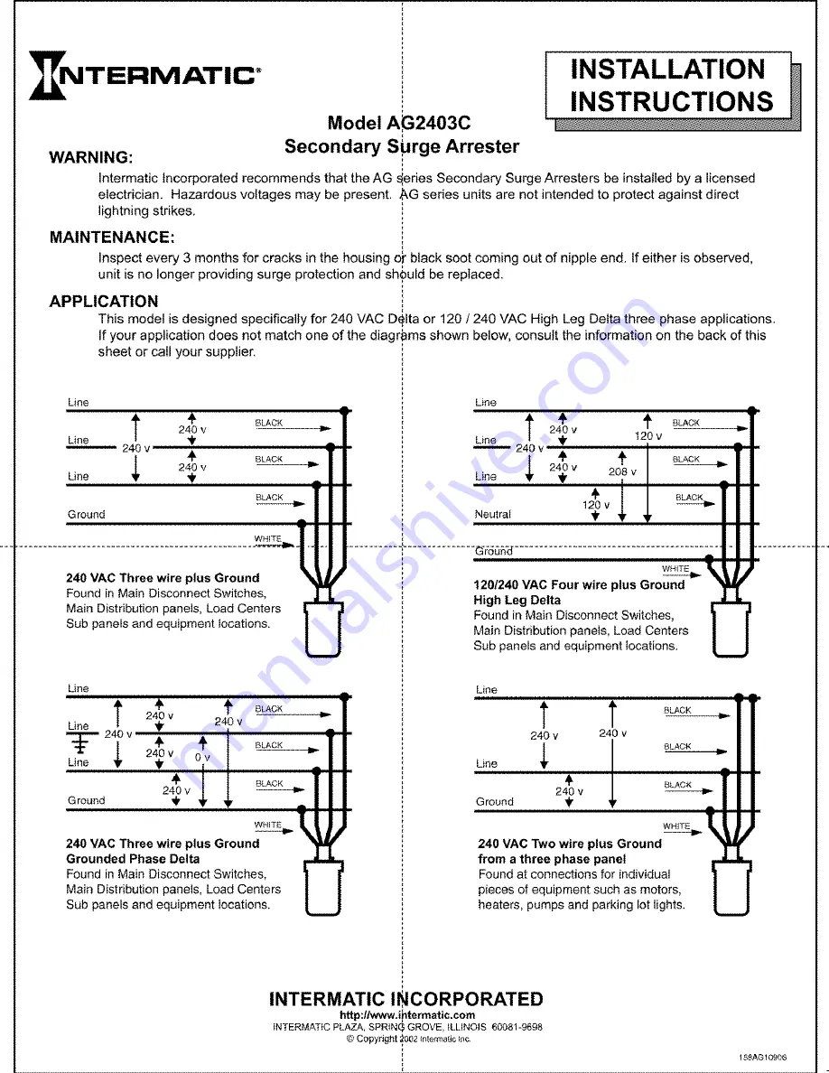 Intermatic AG2403C Installation Instructions Download Page 1