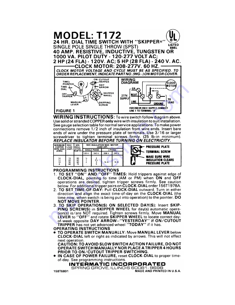 Intermatic T172 Скачать руководство пользователя страница 1