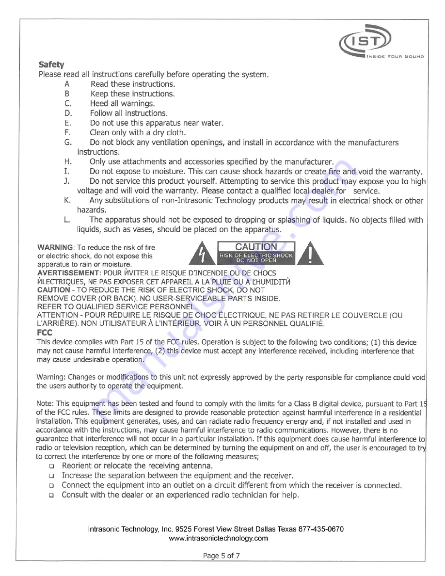 Intrasonic Technology Color Video Door Phone/ Intercom User Manual Download Page 5