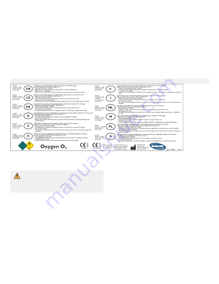 Invacare IOH200AW User Manual Download Page 131